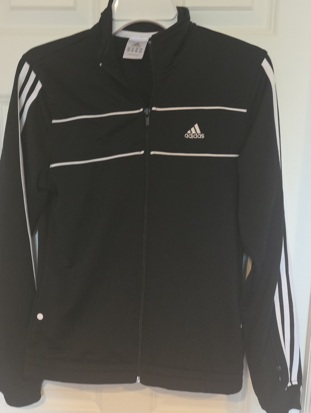 adidas Black Jacket with White Stripe Accents